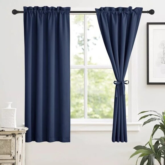 RYB HOME Self Adhesive Blackout Living Room Bedroom 2 Panels Curtains 32” X 63” - Picture 10 of 10